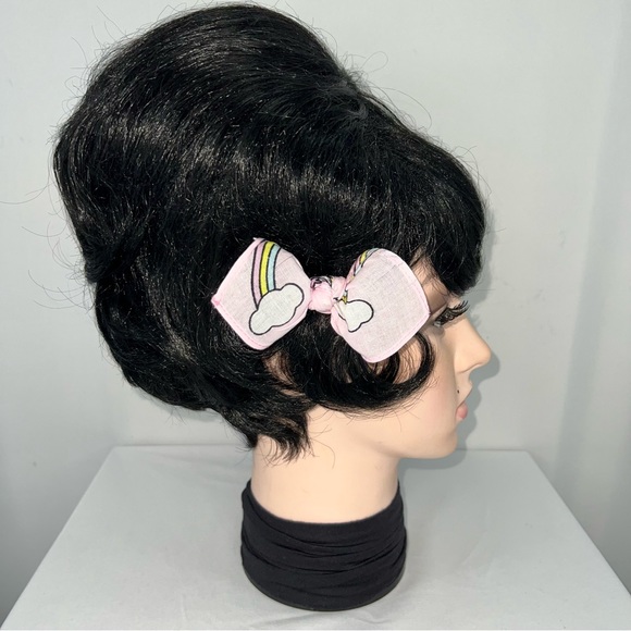 Pink Unicorn and Rainbow Cloud Bandana Knotted Hair Bow - Picture 4 of 11